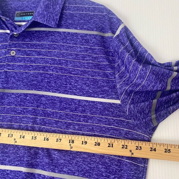 PGA Tour Mens Shirt Polo XL Extra Large Purple Striped Short Sleeve Golf Soft - Picture 7 of 12